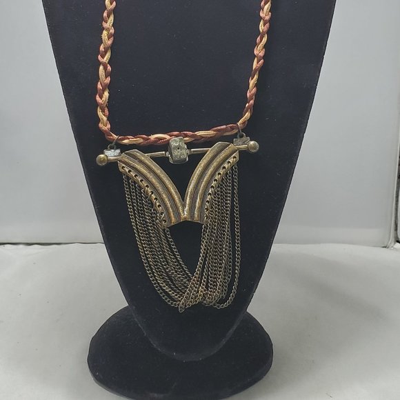 Gimmicks by BKE vintage necklace with  rope and chain  with medallion - Picture 2 of 11